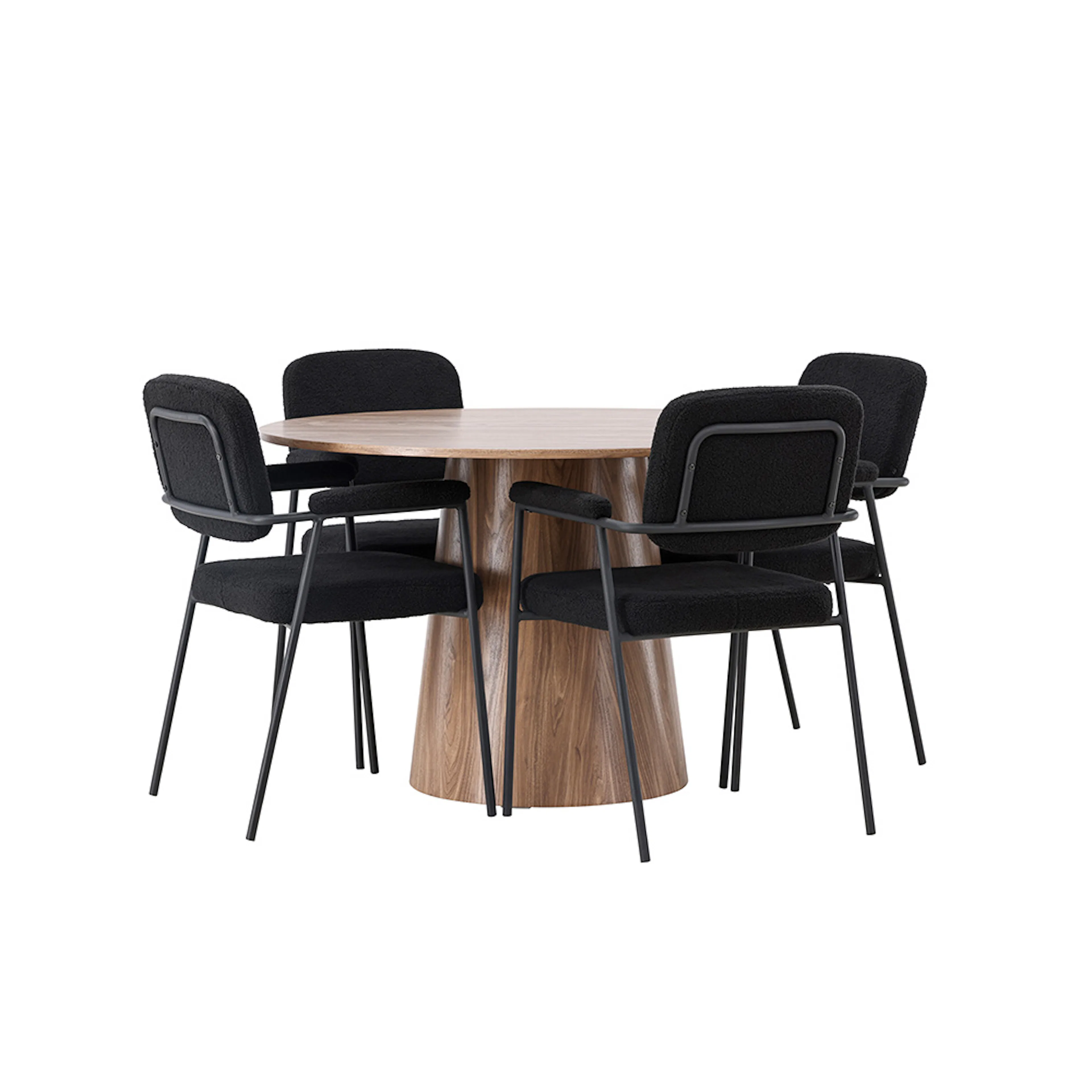 Matgrupp Venture Home Lanzo Runt Matbord Ø120 cm & 4 Yesterday Stolar i Boucle