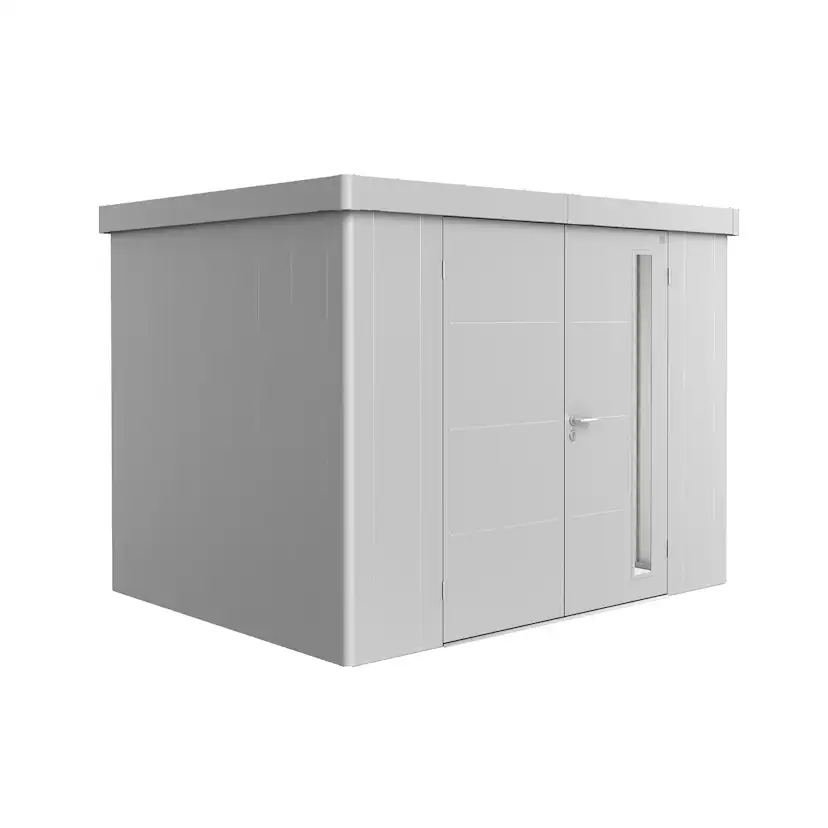 Trägård skjul Neo 2C med Dubbeldörr, metallic silver Silver