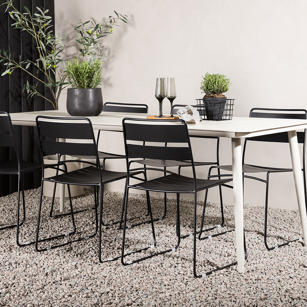 Lina Dining Table - Beige - 200*90 _1+ Lina Dining Chair - B Beige/Svart
