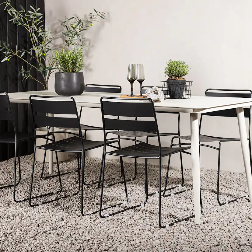 Lina Dining Table - Beige - 200*90 _1+ Lina Dining Chair - B Beige/Svart