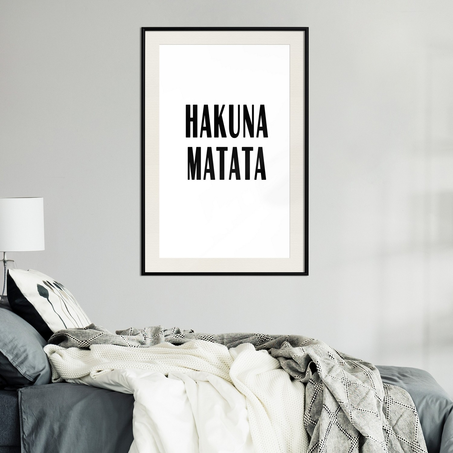 Affisch - Hakuna Matata [Poster] 40x60 Svart ram med passepartout, 40x60 cm