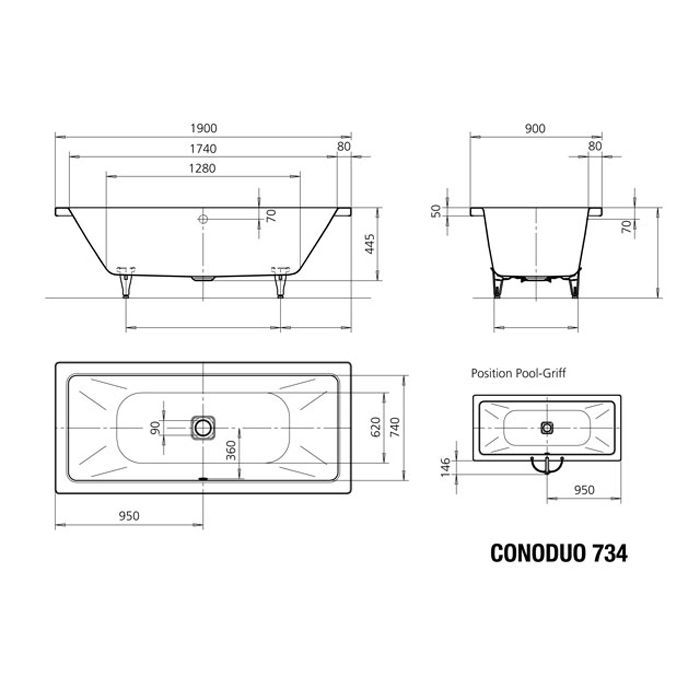 Inbyggnadsbadkar Kaldewei Cono Duo