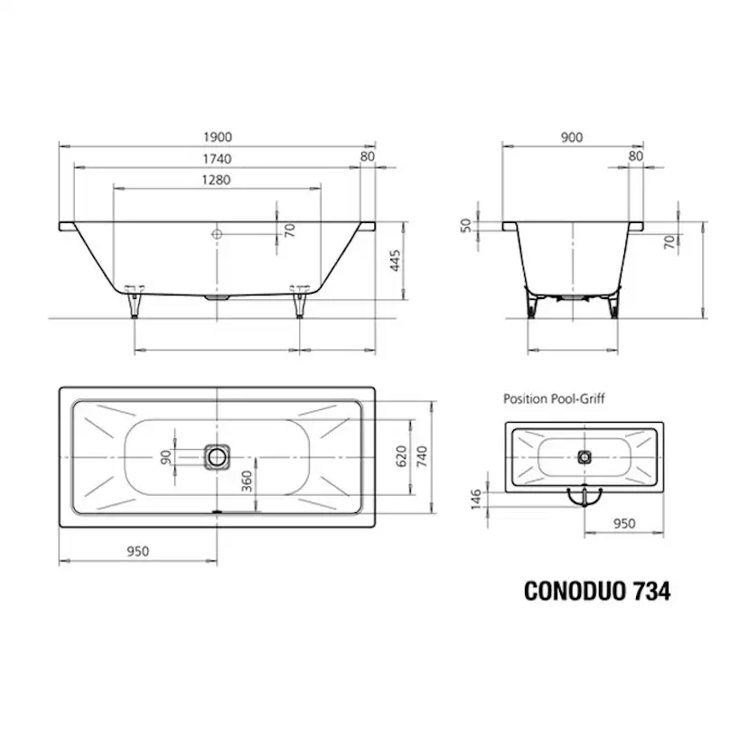 Inbyggnadsbadkar Kaldewei Cono Duo