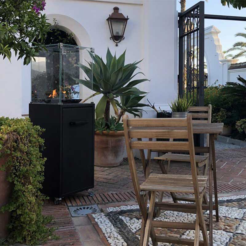 Gasolvärmare Muztag Malaga Stående Terrassvärmare för Uterum & Utomhus i Svart Stål