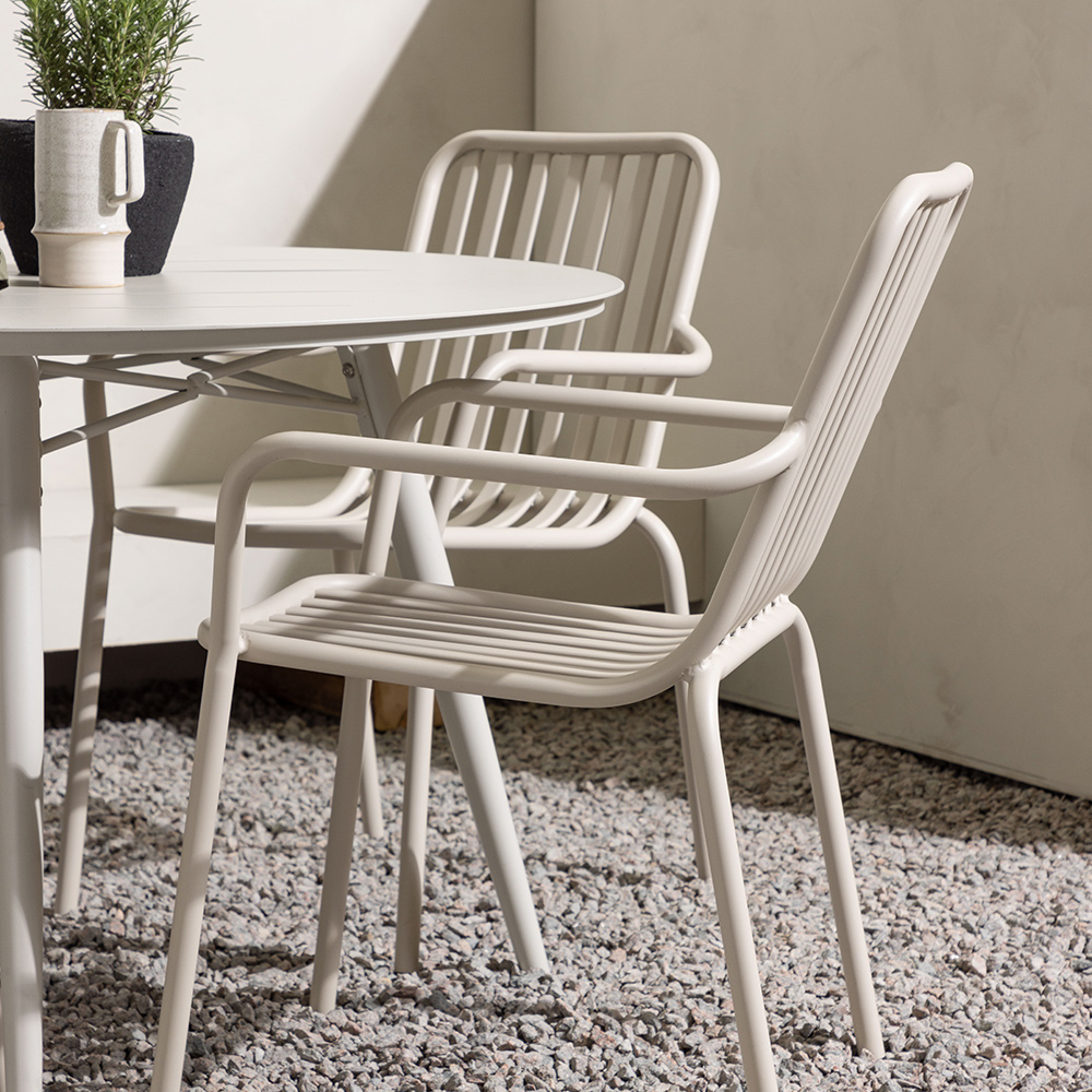 Lina Dining Table - Beige - Round 120 cm +Peking Diningchair Beige