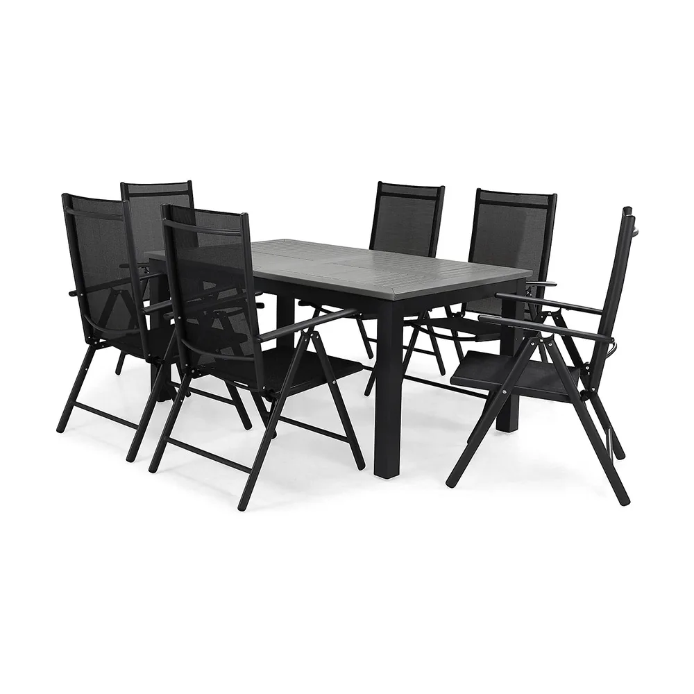 Matgrupp Comfort Garden Monaco 152-210 med 6 Positionsstolar Maggie