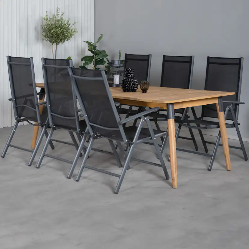 Matgrupp Utomhus Venture Home Julle med 6 Bend Trädgårdsstolar