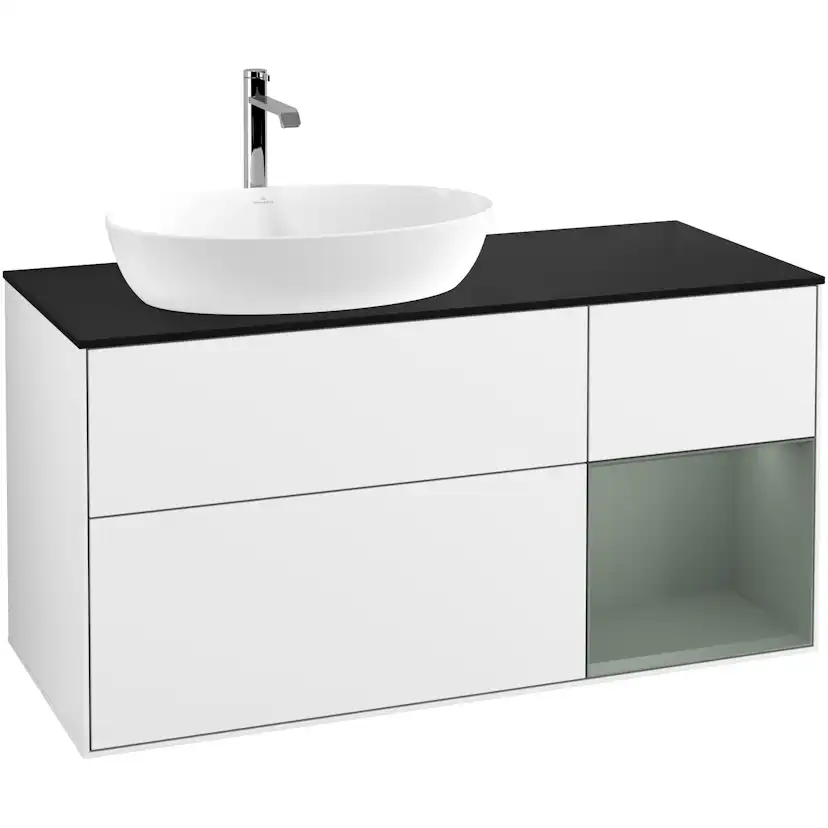 Tvättställsskåp Villeroy & Boch Finion med 3 Lådor Hylla och Bänkskiva för Ocentrerat Tvättställ från Artis & Collaro