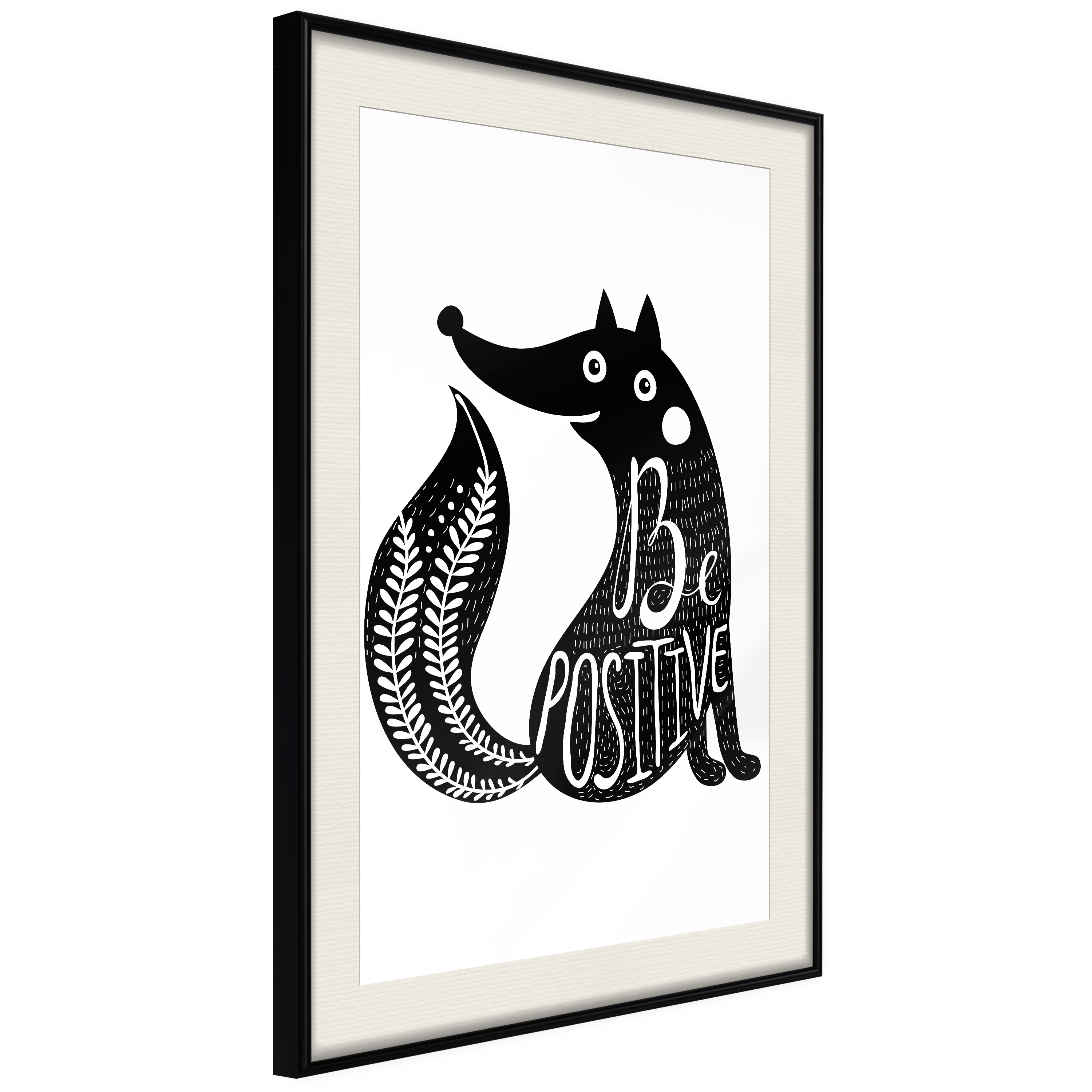 Affisch - Be Positive [Poster] 20x30 Svart ram med passepartout, 20x30 cm