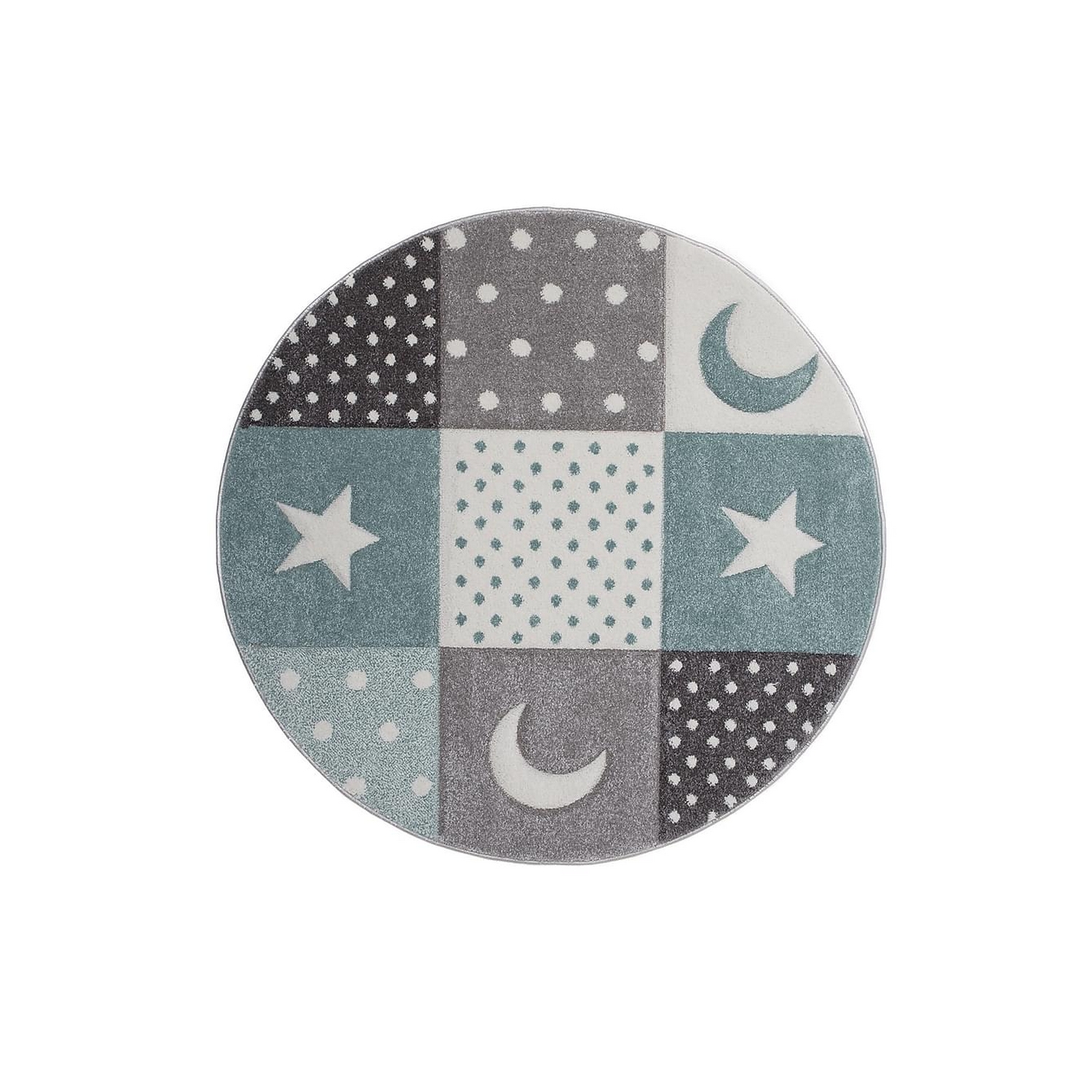 Barnmatta KM Carpets Atlas Star Turkos Rund