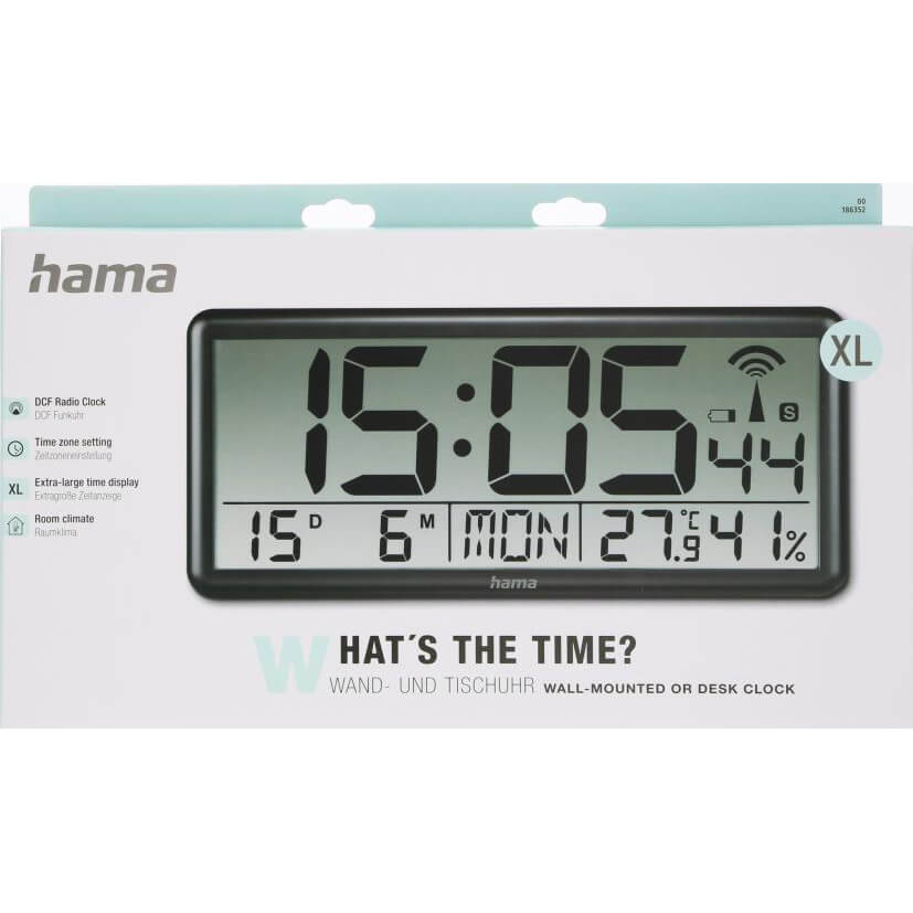 Väggklocka Hama Digital Jumbo Radiosynkroniserad