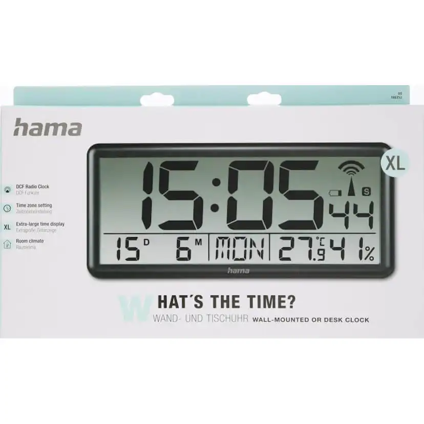 Väggklocka Hama Digital Jumbo Radiosynkroniserad