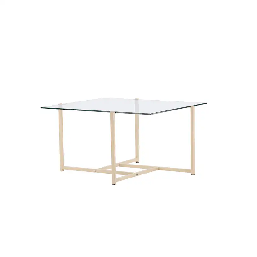 Hybrid Sofa Table 80x80 cm - Glass/Nature / Transparent