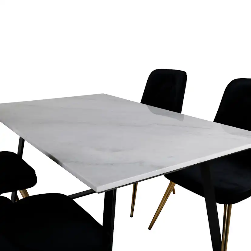 Matgrupp Venture Home Estelle med 4 Velvet Deluxe stolar