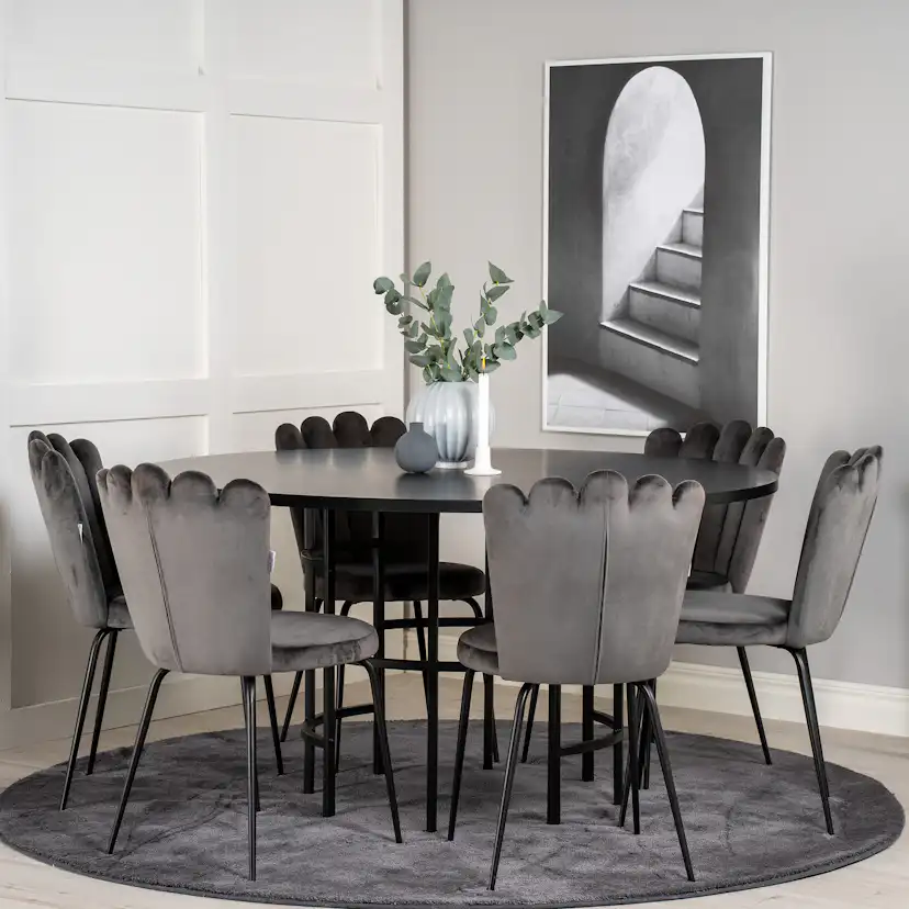 Matgrupp furniture/fashion Copenhagen med 6 Gråa Limhamn Light Stolar