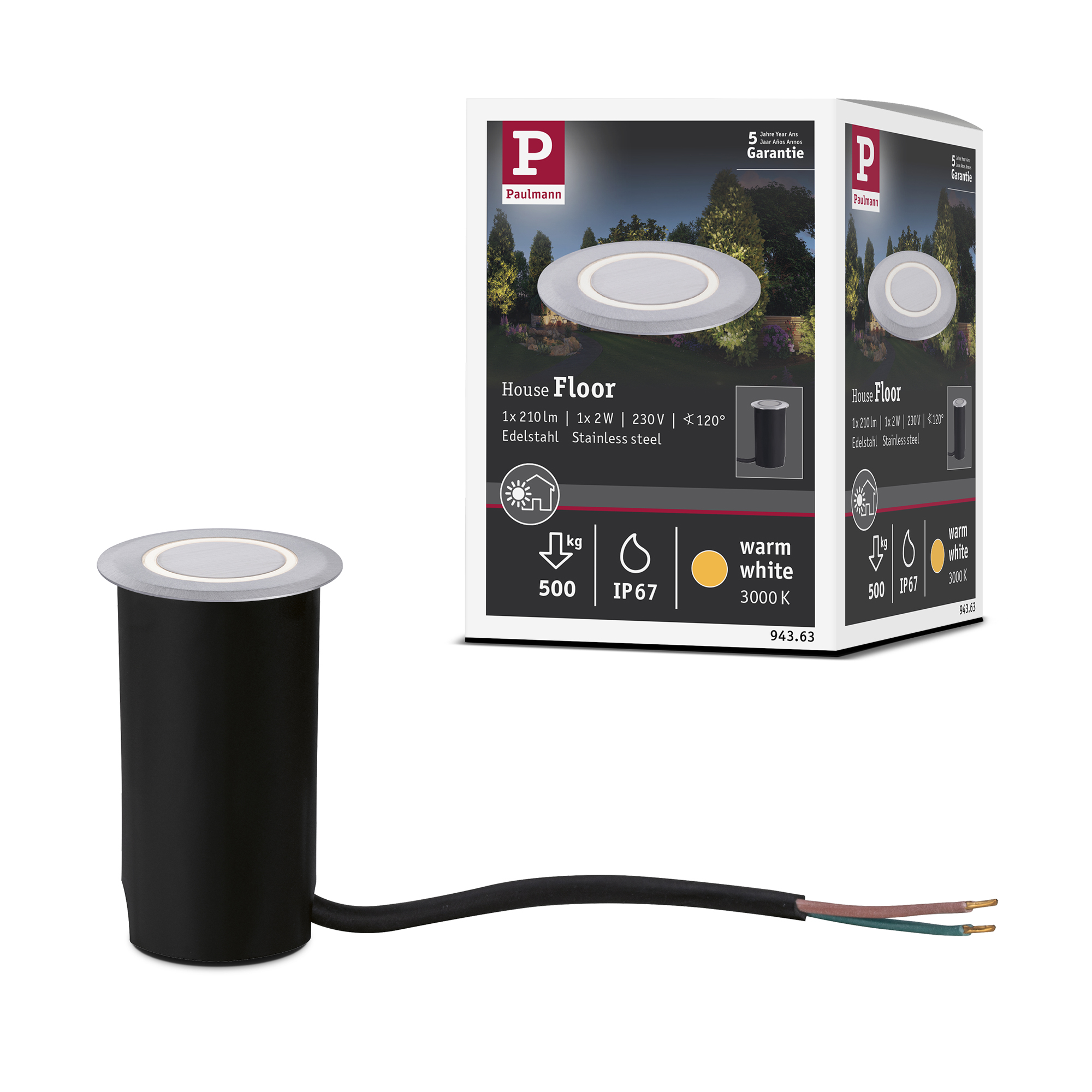 LED Infälld Markbelysning Paulmann House Stripe Rund IP67 230V