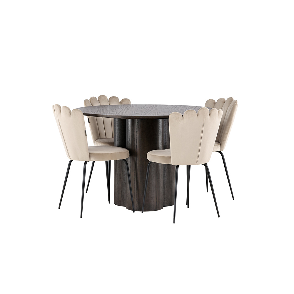 Matgrupp Venture Home Olivia Ø 110 cm med 4 Limhamn Stolar