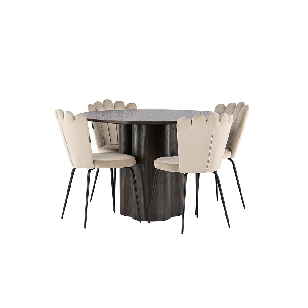 Matgrupp Venture Home Olivia Ø 110 cm med 4 Limhamn Stolar