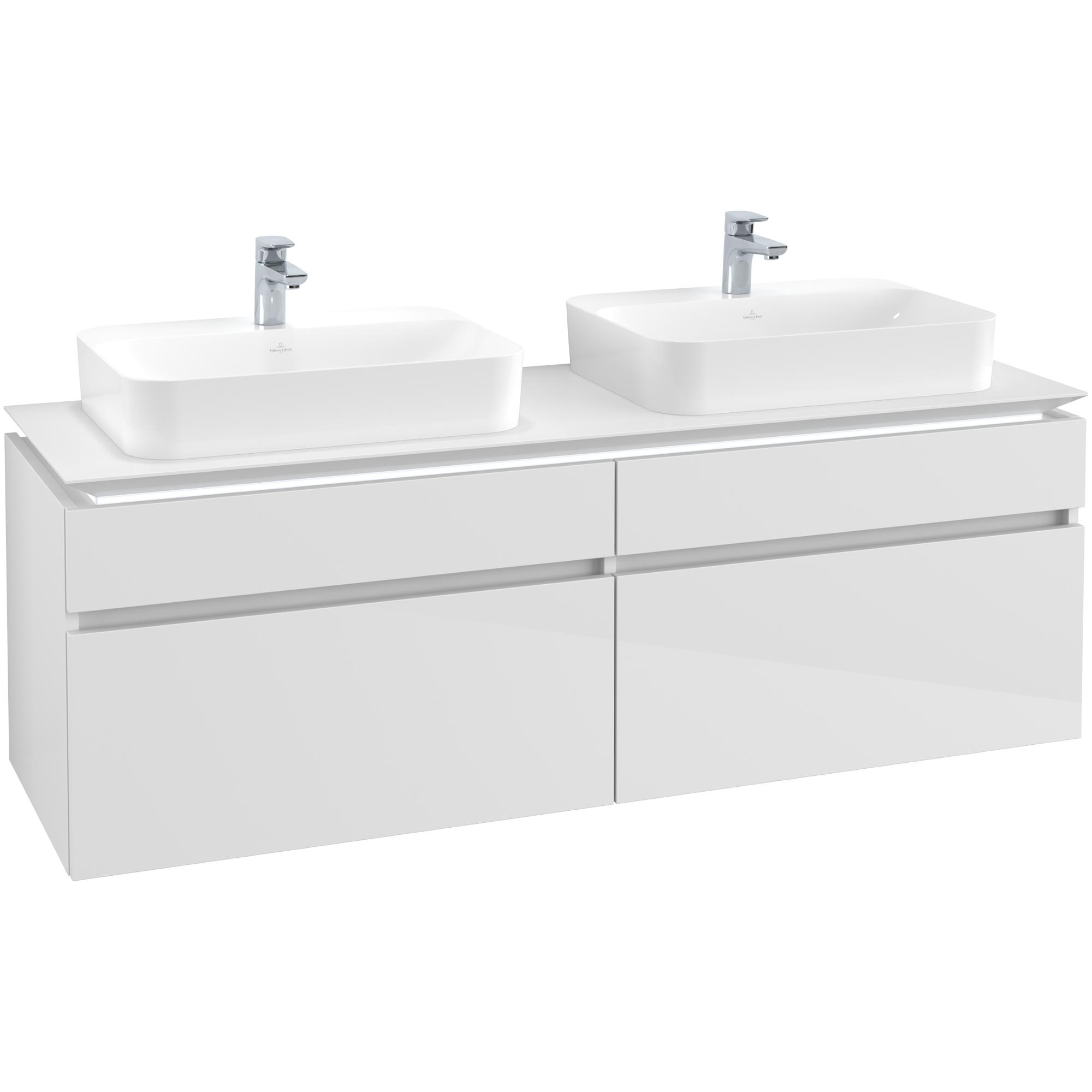 Tvättställsskåp Villeroy & Boch Legato 1600 med 4 Lådor för Två Ytmonterade Tvättställ från Finion & Memento