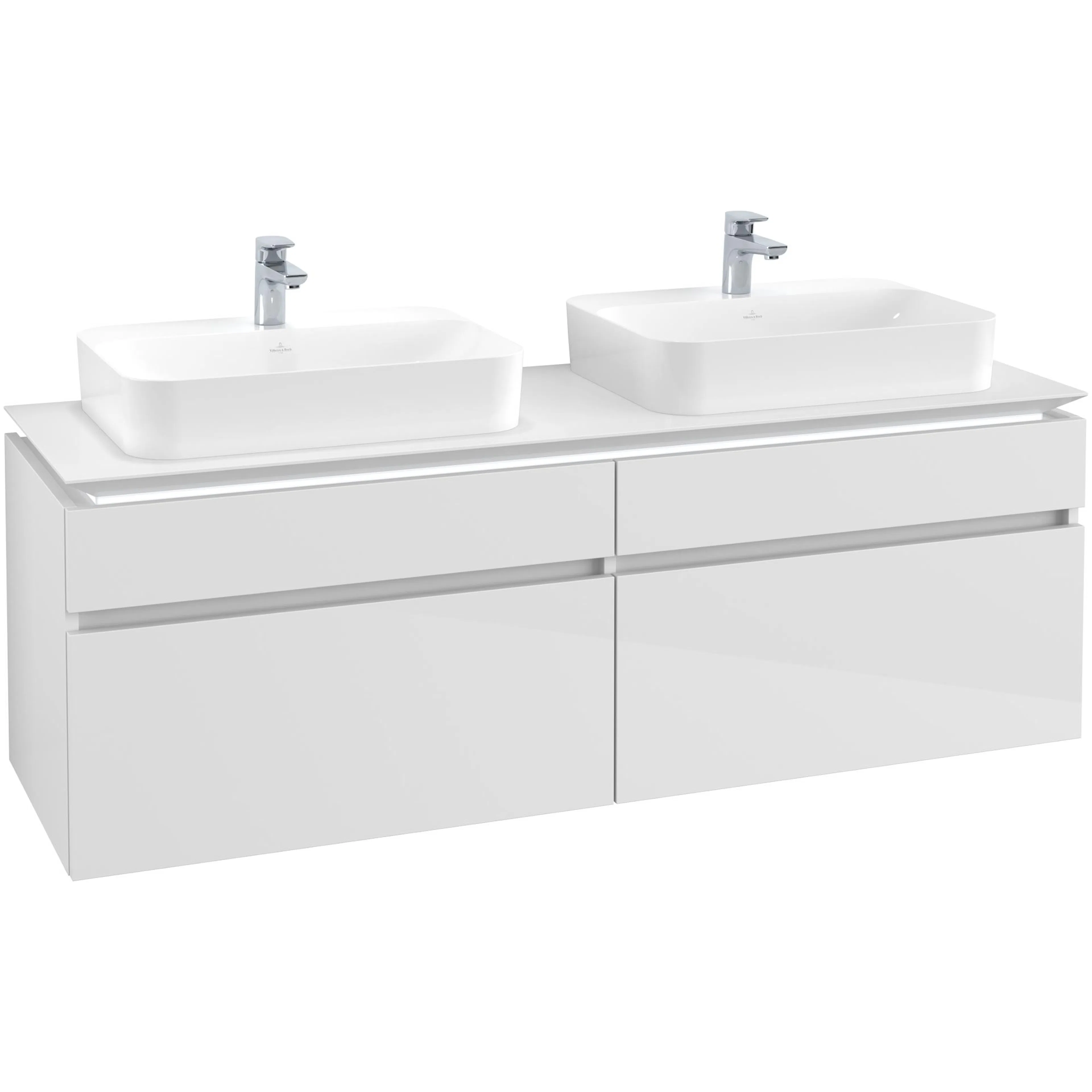 Tvättställsskåp Villeroy & Boch Legato 1600 med 4 Lådor för Två Ytmonterade Tvättställ från Finion & Memento