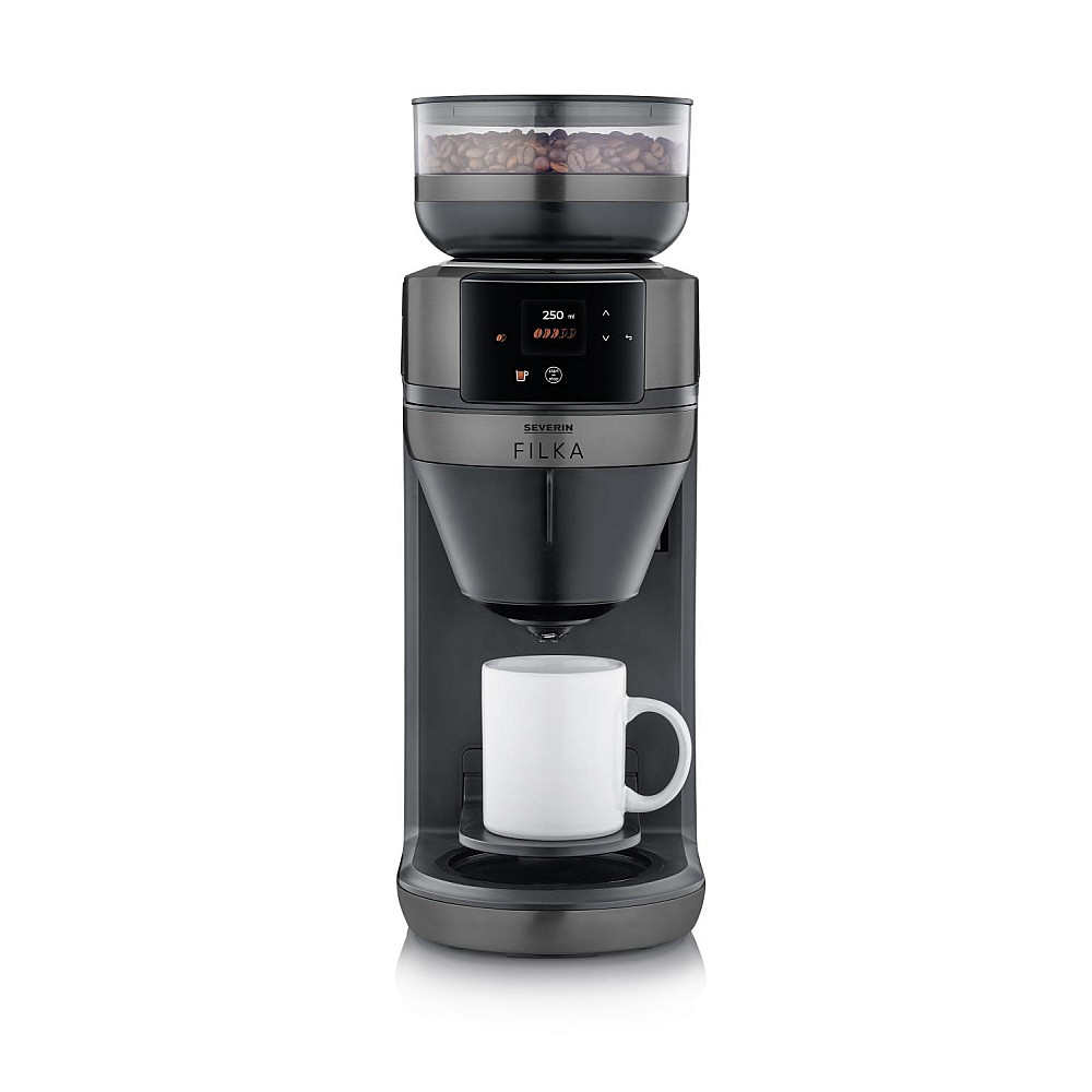 Helautomatisk filterkaffebryggare Severin FILKA 2.0 med termoskanna KA 4855 Dark Inox