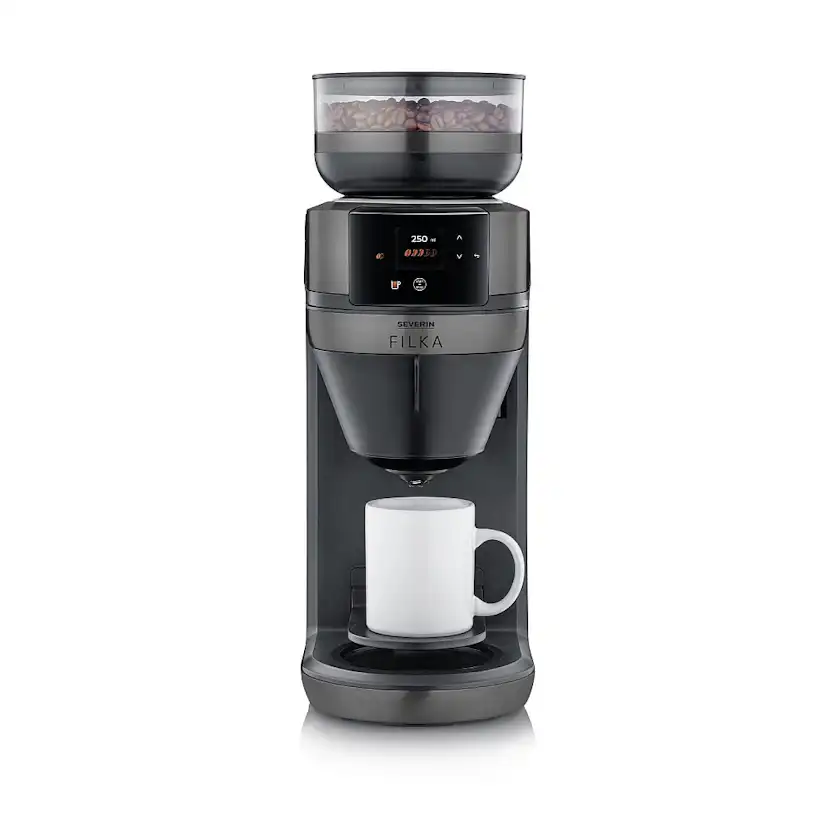 Helautomatisk filterkaffebryggare Severin FILKA 2.0 med termoskanna KA 4855 Dark Inox