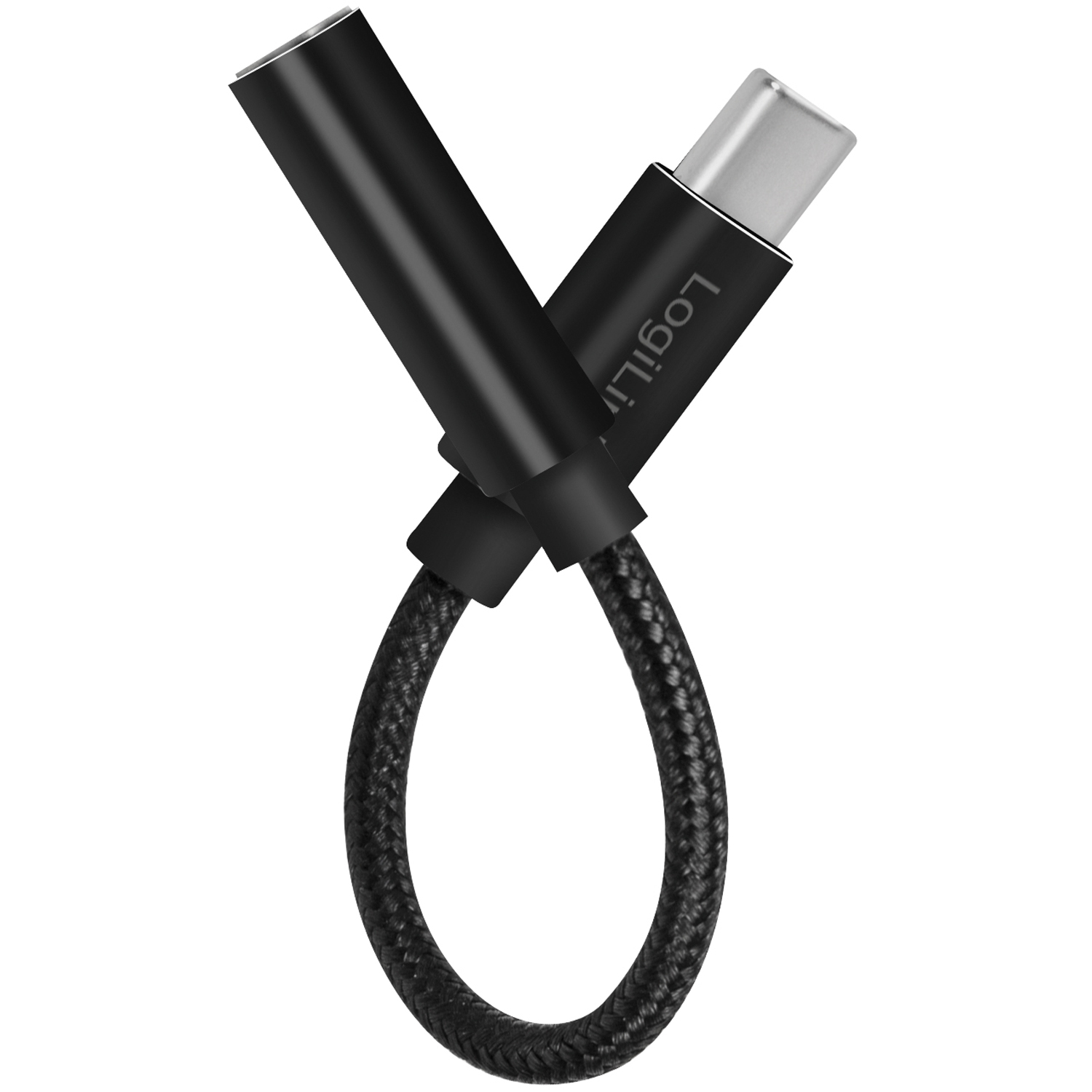 USB-C 3,5mm-ljudadapter LogiLink Med DAC 13cm Nylonkabel