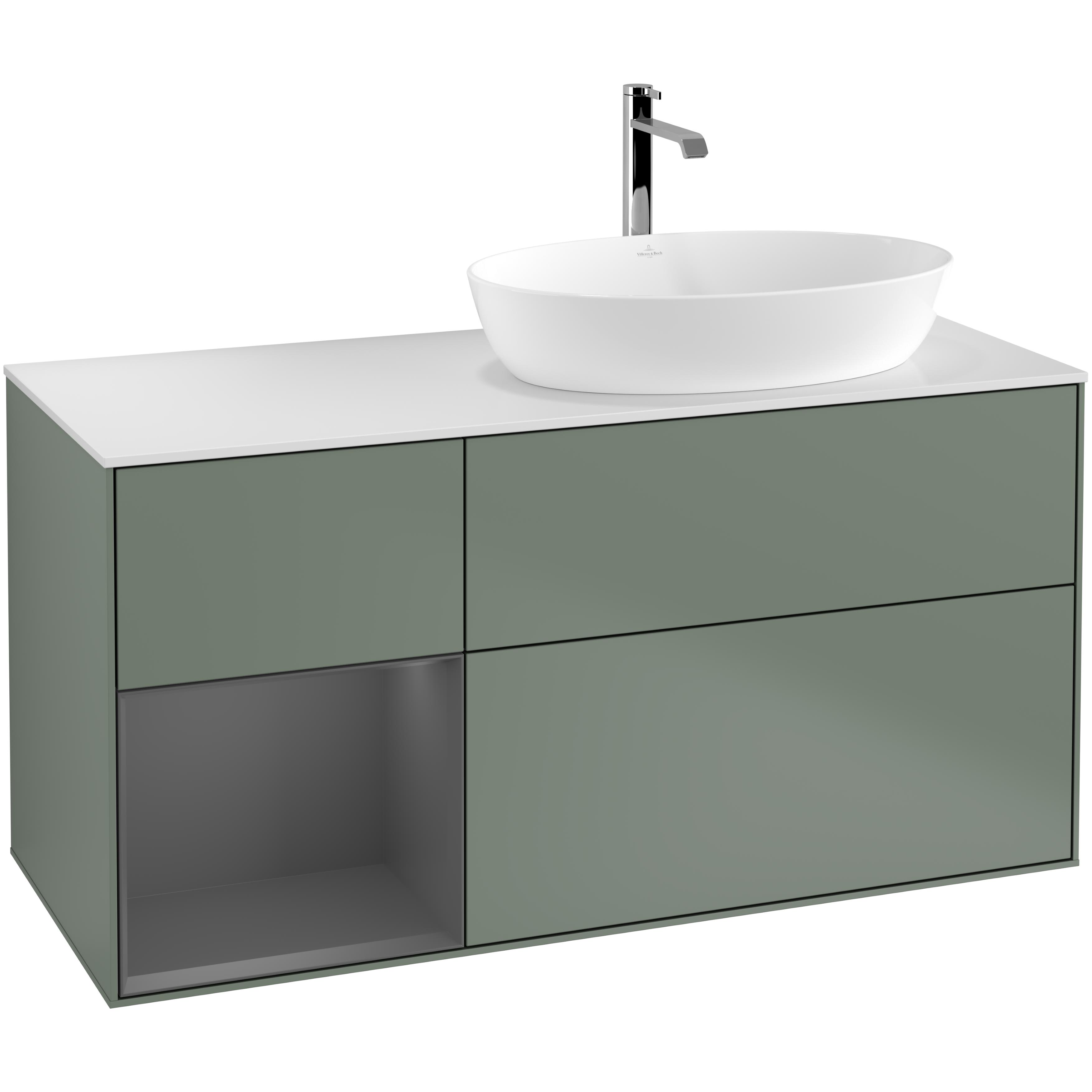 Tvättställsskåp Villeroy & Boch Finion med 3 Lådor Hylla och Bänkskiva för Ocentrerat Tvättställ från Artis & Collaro