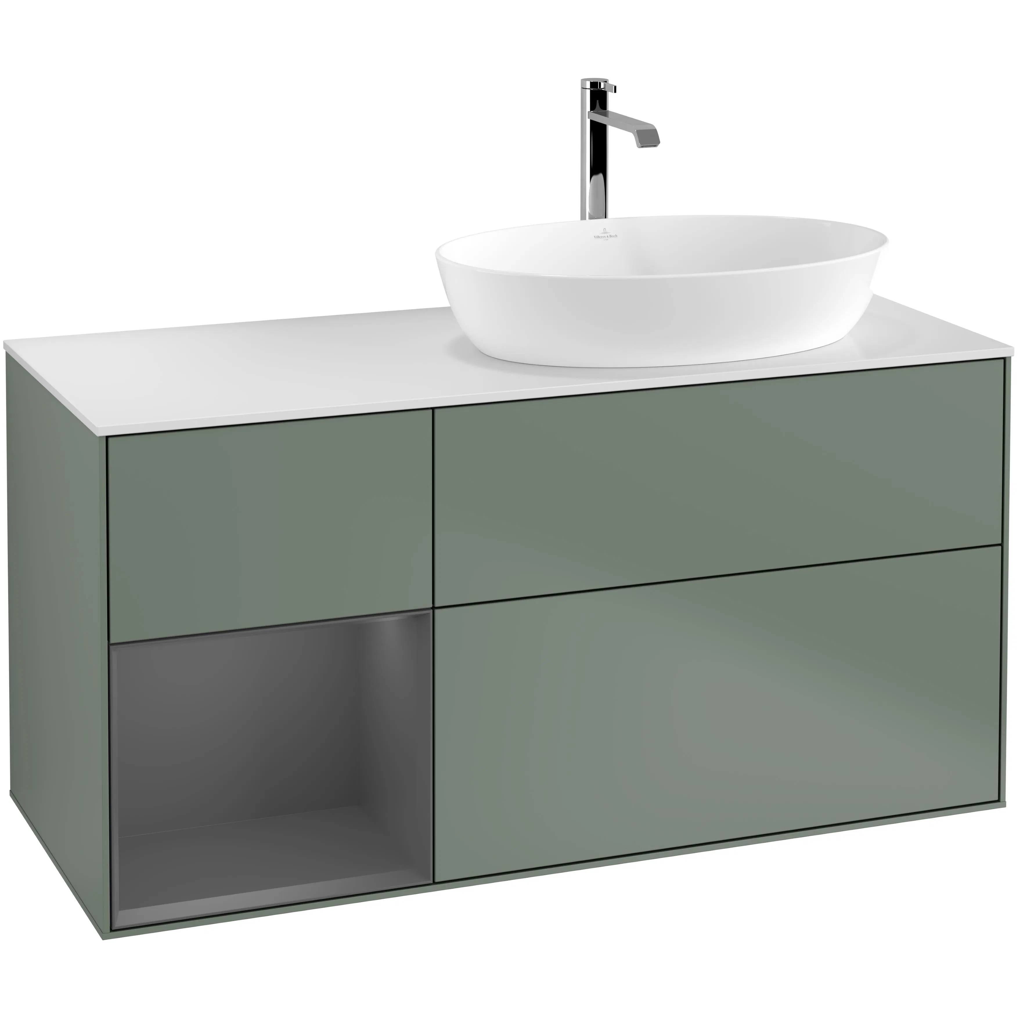Tvättställsskåp Villeroy & Boch Finion med 3 Lådor Hylla och Bänkskiva för Ocentrerat Tvättställ från Artis & Collaro