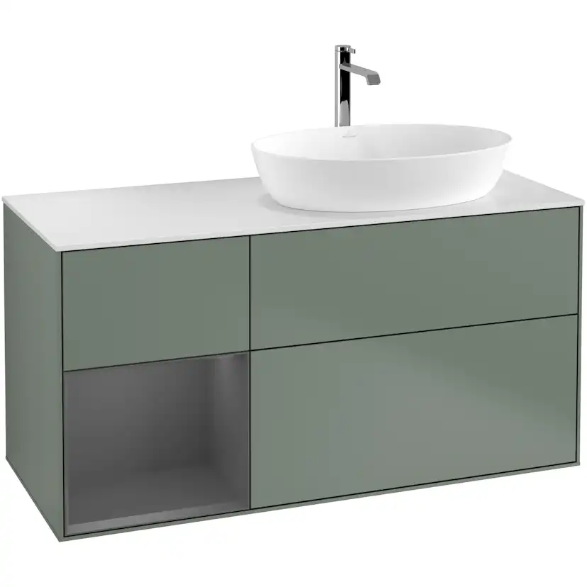Tvättställsskåp Villeroy & Boch Finion med 3 Lådor Hylla och Bänkskiva för Ocentrerat Tvättställ från Artis & Collaro