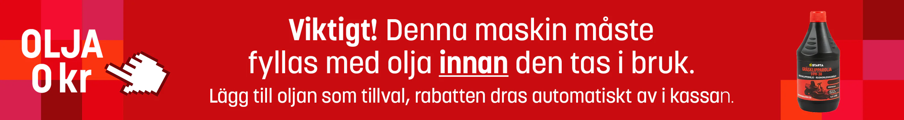 6/3 - Olja på köpet bannerbeställning