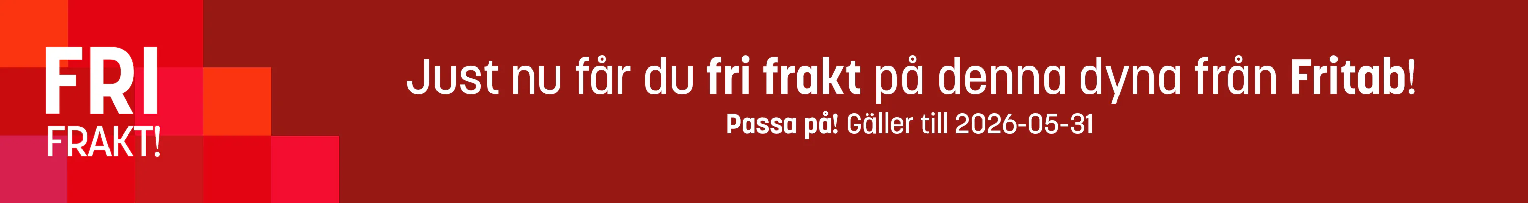 TAGG - fri frakt dynor Fritab