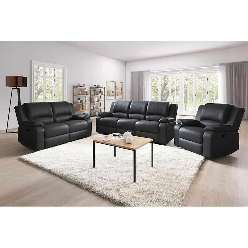 Norbo Reclinersoffa 4-sits Konstläder Svart