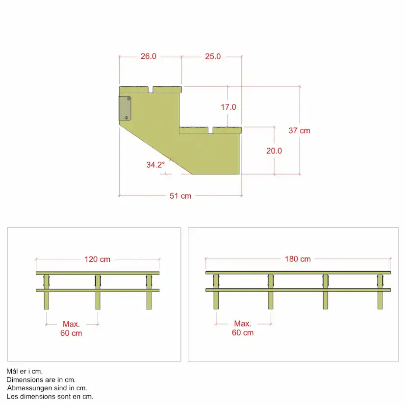 Terrasstrappa PLUS 34,2-180 Grader 5462