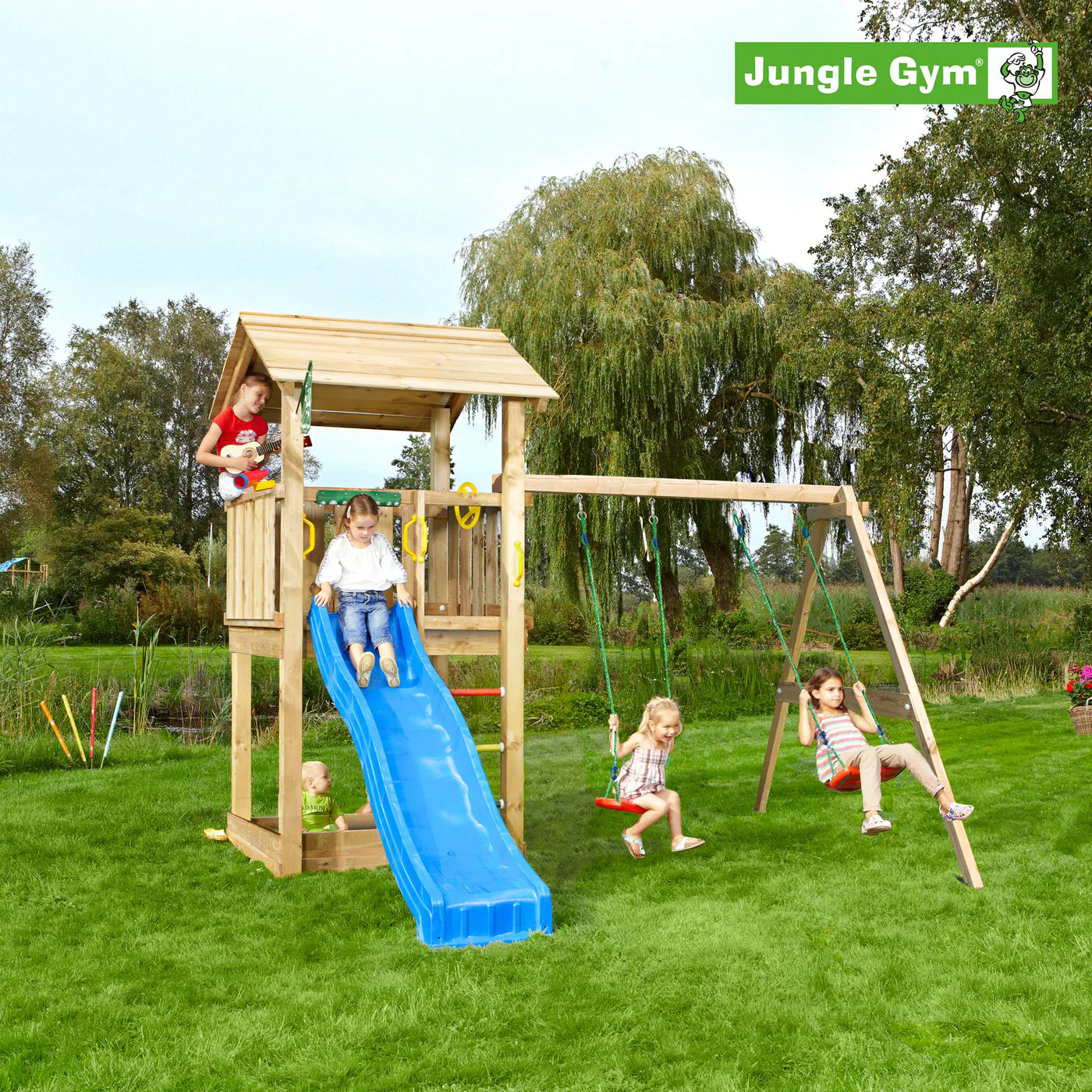 Lektorn Jungle Gym Casa inkl. Swing Modul X'tra och rutschkana
