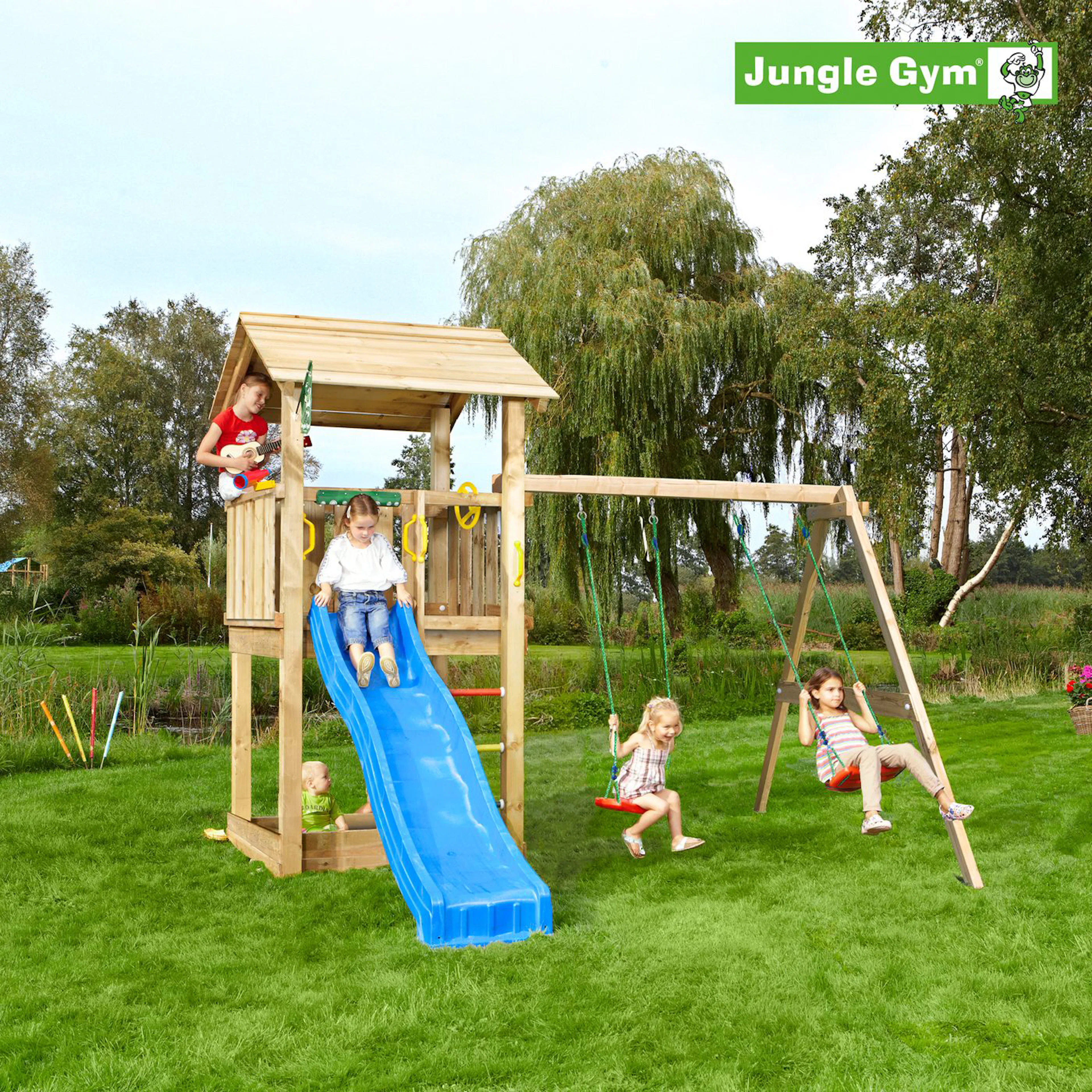 Lektorn Jungle Gym Casa inkl. Swing Modul X'tra och rutschkana