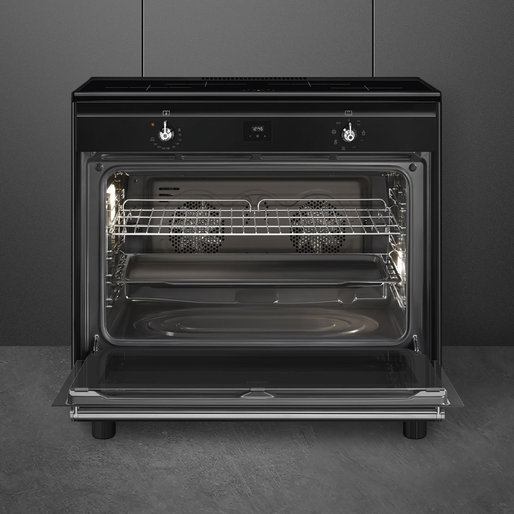 Induktionsspis Smeg CX91IMBL Svart 90cm med Varmluft och Timerfunktion