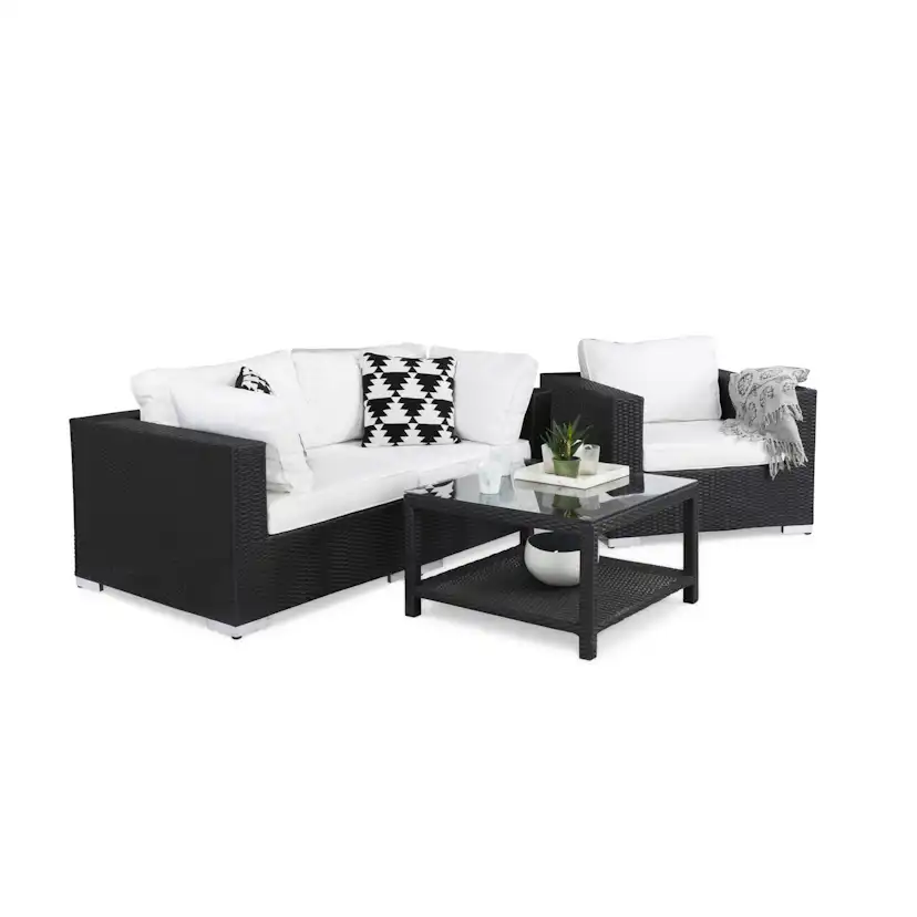Loungegrupp Comfort Garden Bahamas 3-sits med Utebord 75x75 och Utefåtölj Utomhus