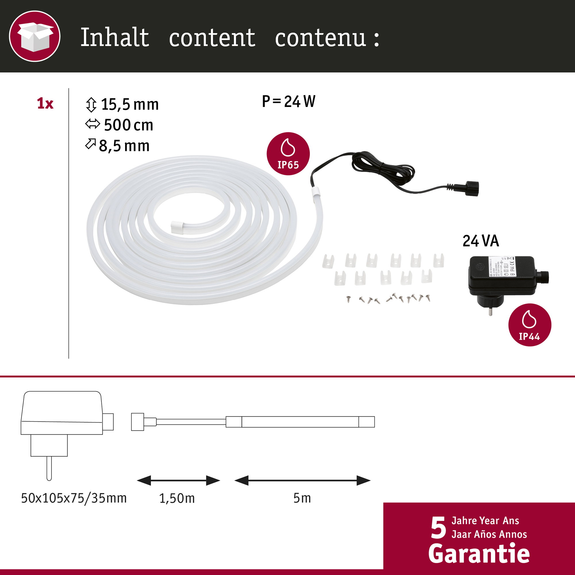 LED-strip Paulmann SimpLED Belagd Outdoor Komplett set IP65