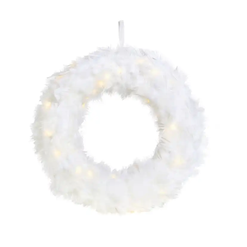 Dekorationskrans Markslöjd Feather Wreath 35 cm 40L Vit