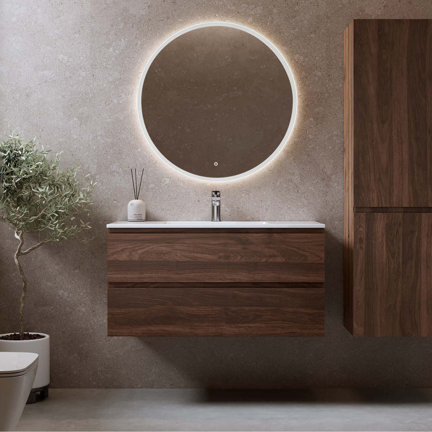 Tvättställsskåp Bathlife Eufori med Tvättställ och Spegel Skina