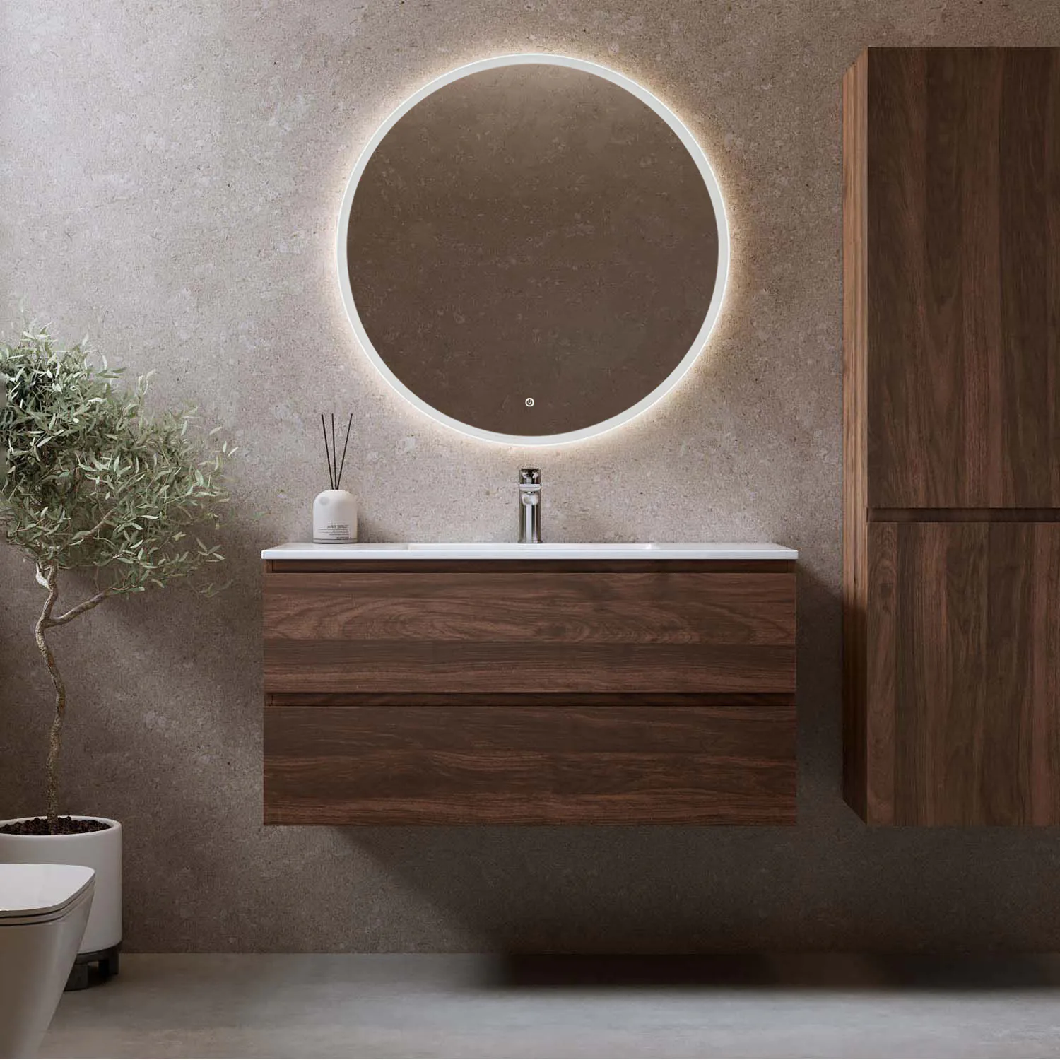 Tvättställsskåp Bathlife Eufori med Tvättställ och Spegel Skina
