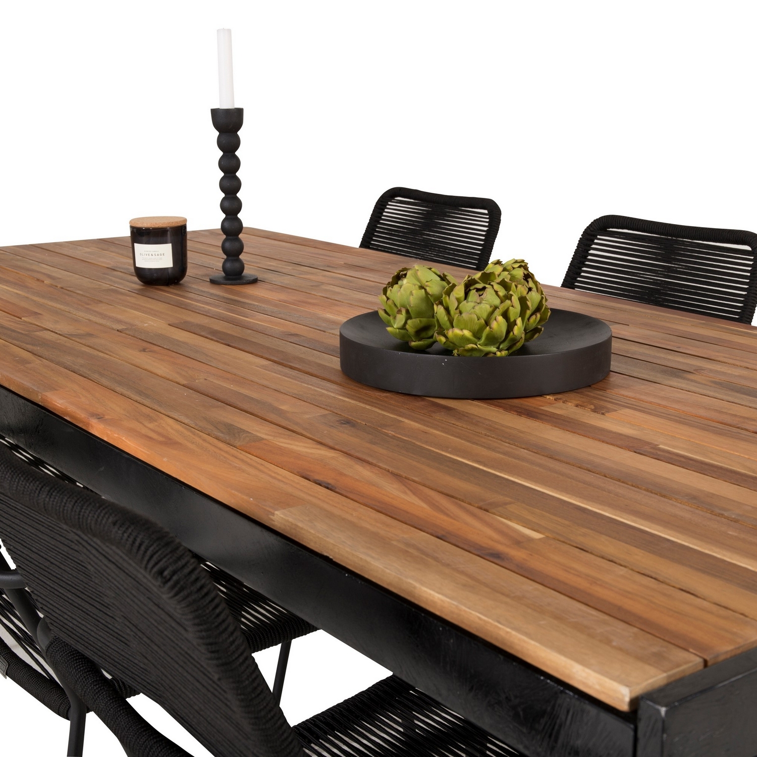 Bois Dining table 200*100cm  - Black Legs / Acacia +Lindos A Trä/Svart