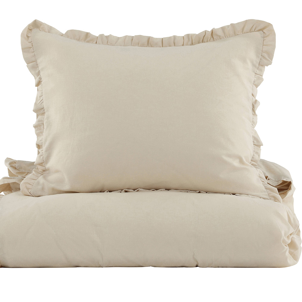 Lias Bed Set Cotton Linen Beige 150x200 cm Färg: Beige, Mått: 150x200 cm