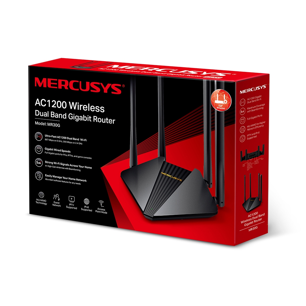 Router Mercusys MR30G AC1200 Trådlös Dual Band Gigabit Router