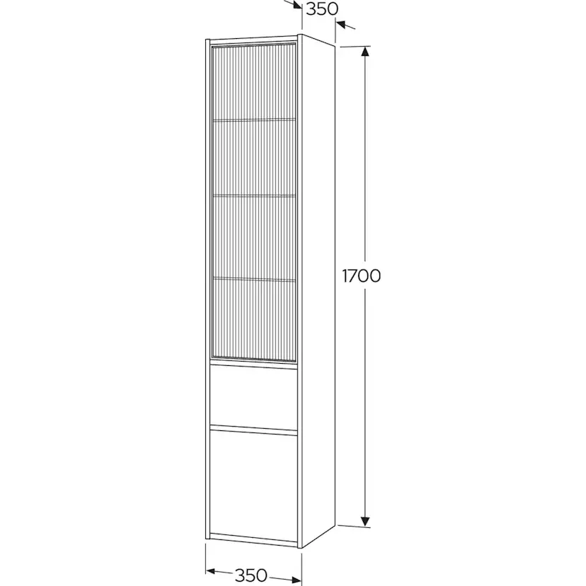 Högskåp Gustavsberg Ducentic 35 cm med Vitrindörr och 1 Låda