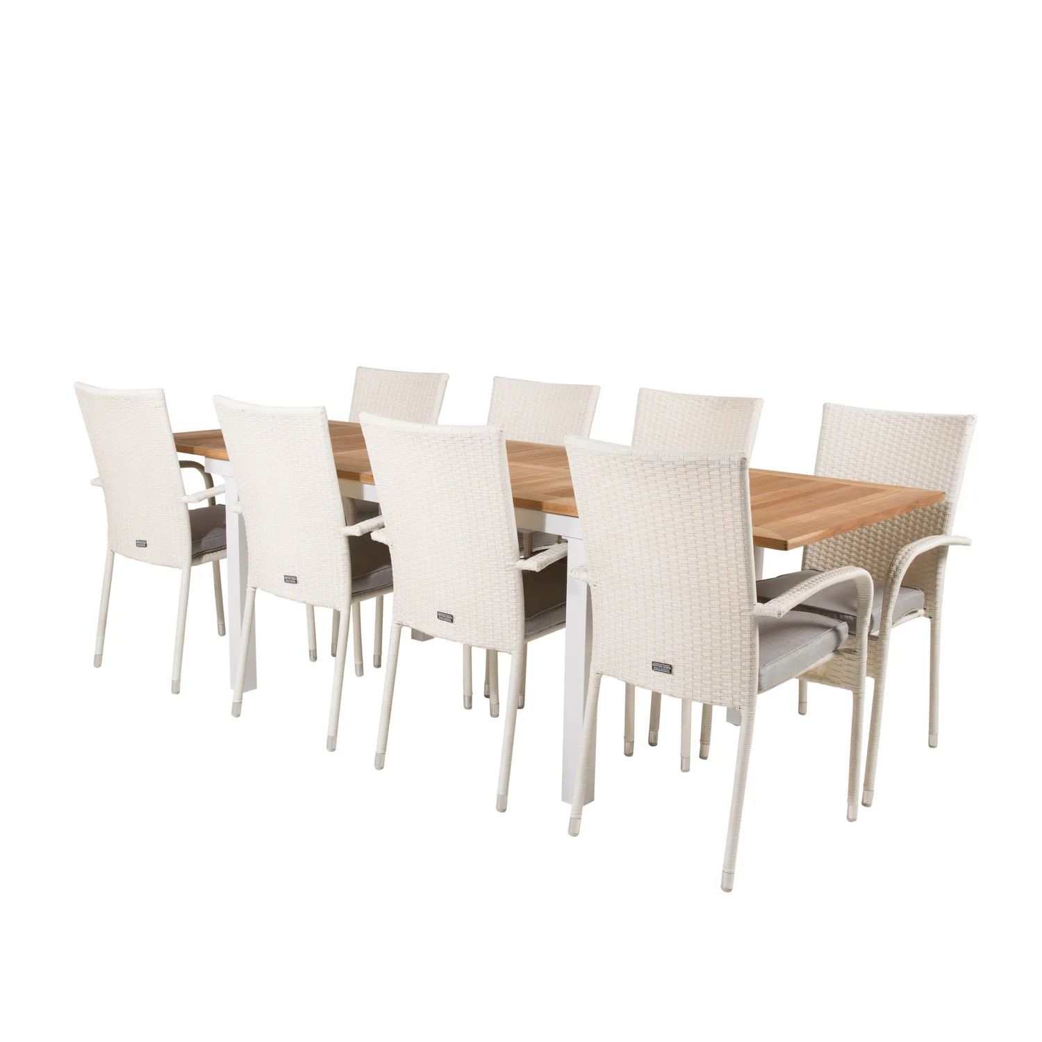 Panama Dining Table 160/240*90 - White Alu / Teak+Anna Arm C Vit/Natur, Blanka Ben
