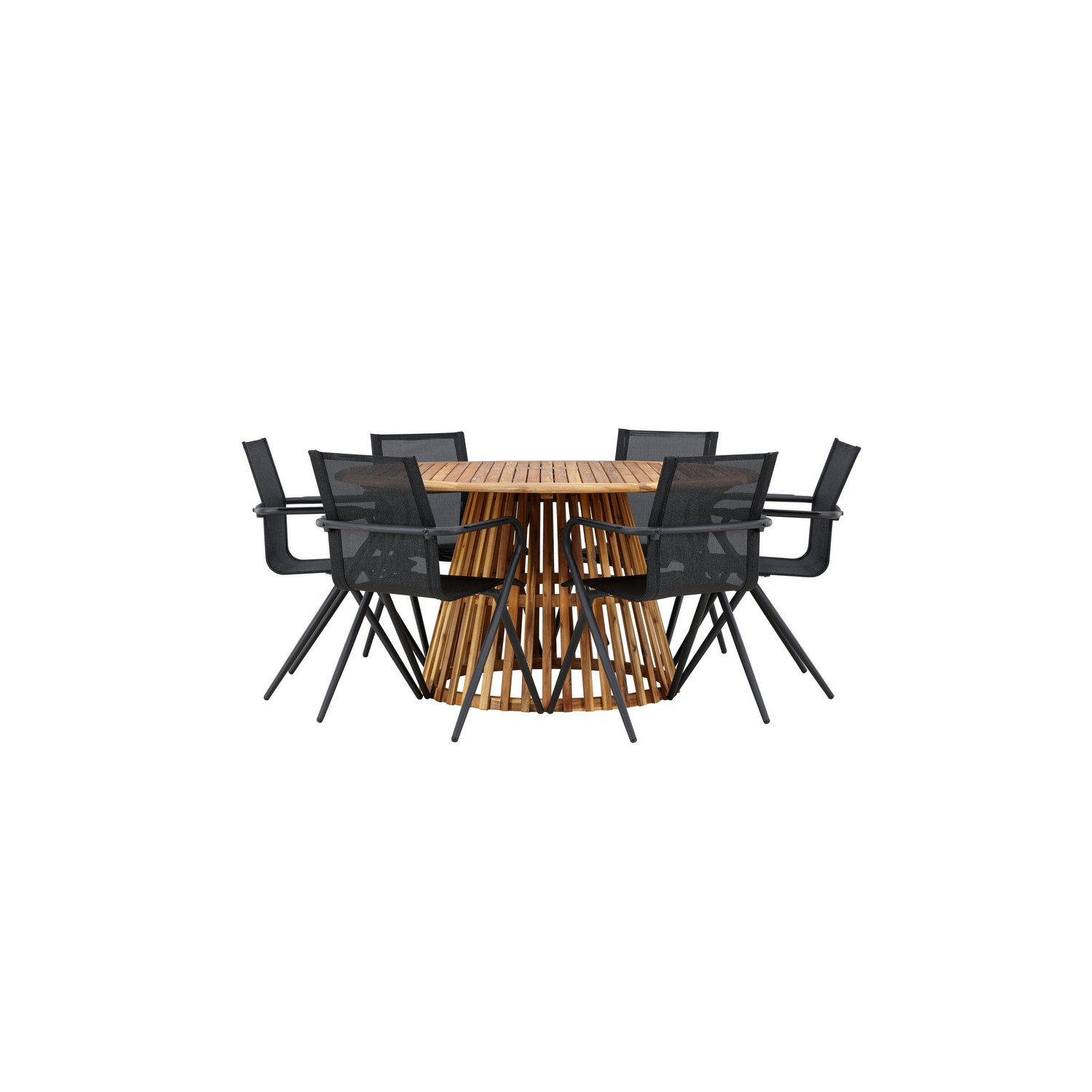 Tucumán Dining Table - Acacia ø120 +Alina Dining Chair - Bla Trädgårdsgrupp Venture Home Tucumán med 6 Alina Stolar