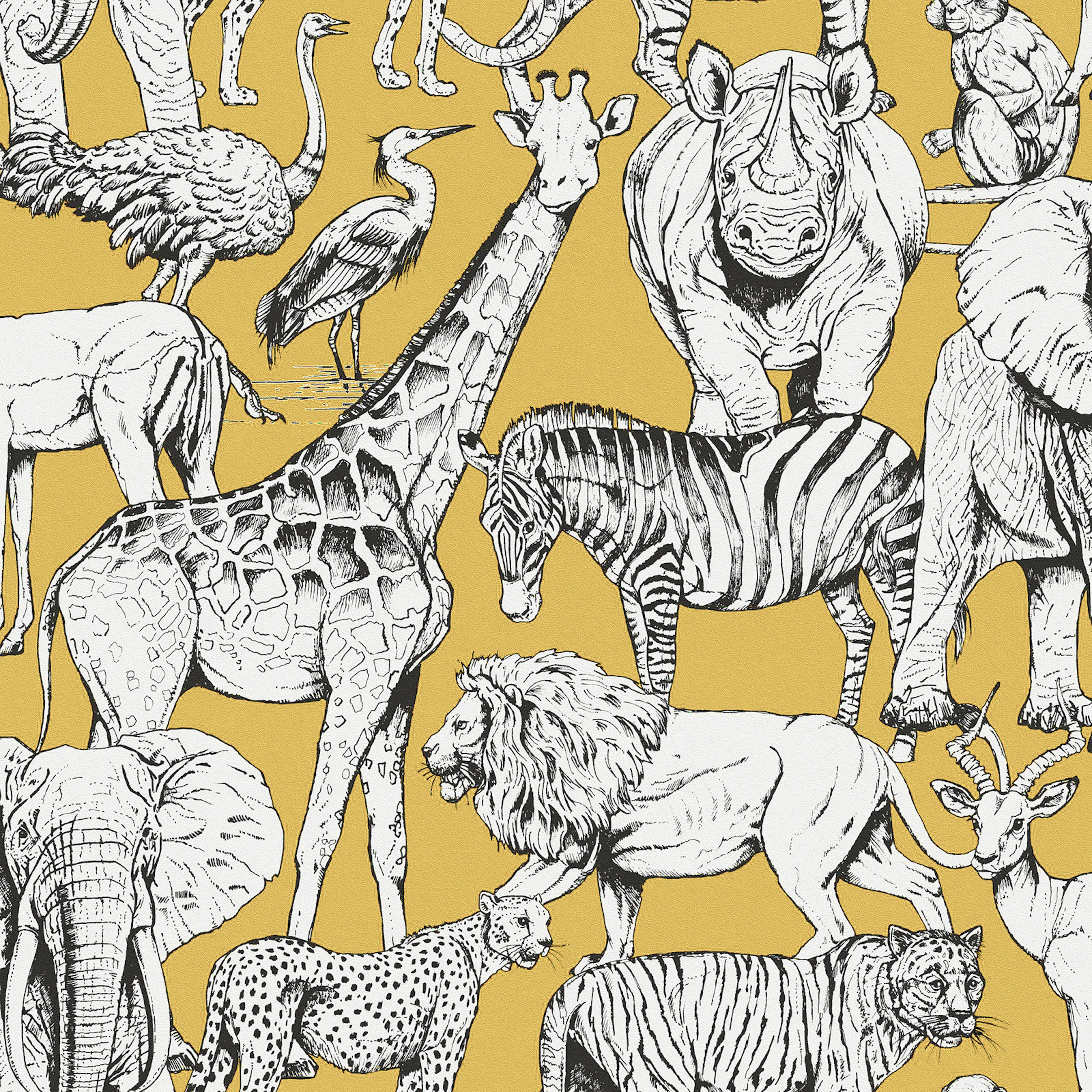 Tapet Superfresco Easy Jungle Animals Gul