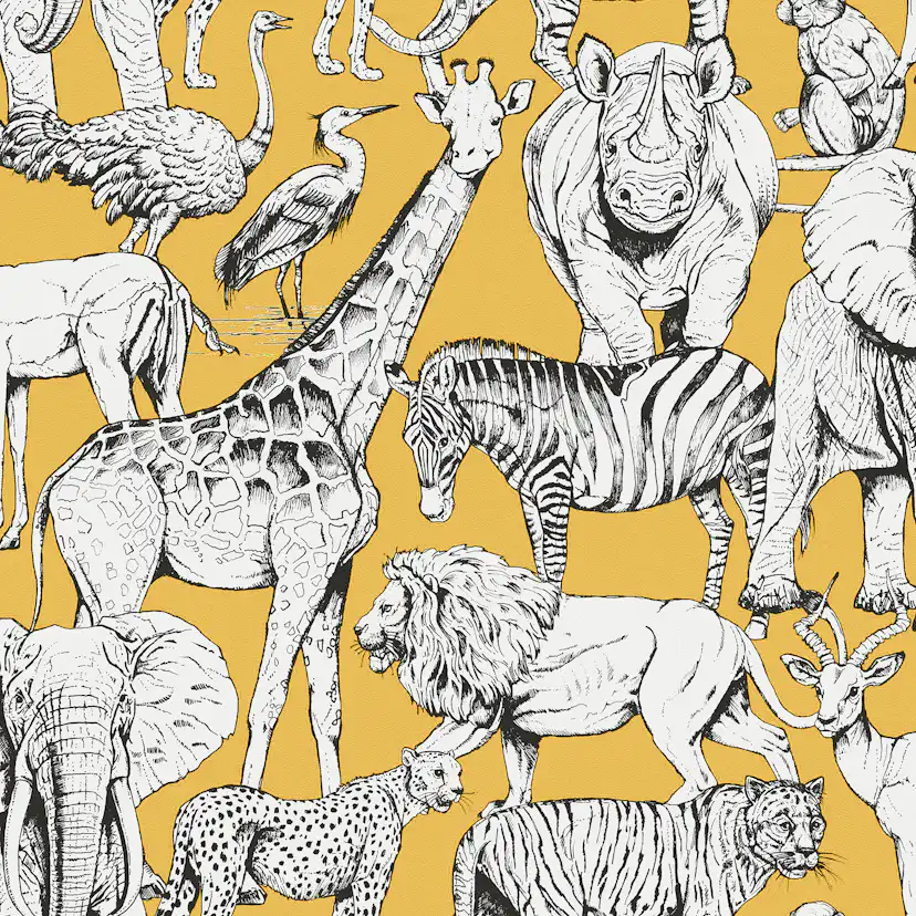 Tapet Superfresco Easy Jungle Animals Gul